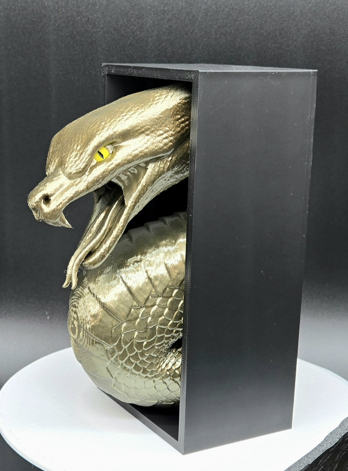Slithering Snake Book Nook – 3D Printed Gothic Bookshelf Insert, Slytherin-Inspired Dark Fantasy Decor