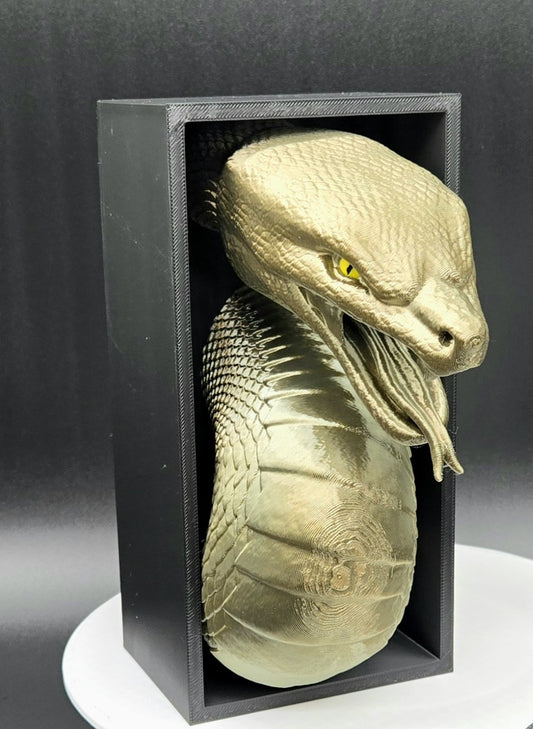 Slithering Snake Book Nook – 3D Printed Gothic Bookshelf Insert, Slytherin-Inspired Dark Fantasy Decor