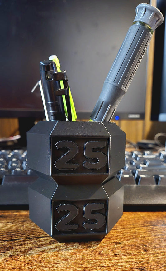 Dumbbell Pencil Holder – Gym Desk Organizer, Fitness Decor for Office, Gift for Weightlifters, 3D Printed Pen Cup