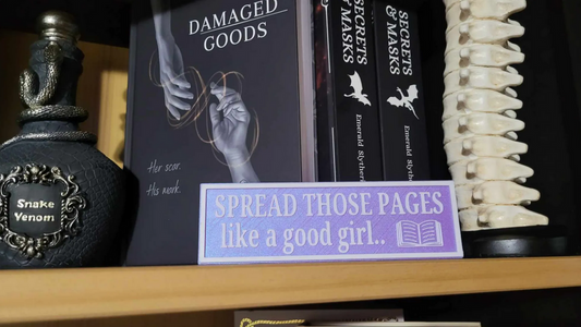 Spread Those Pages Like a Good Girl Bookshelf Sign – Spicy Book Decor | Smut Reader Shelf Sign | 3D Printed Romance Bookish Gift
