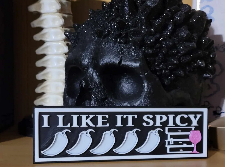 I LIKE IT SPICY Bookshelf Sign – 5 Pepper Smut Scale Decor | Spicy Romance Reader Shelf Sign | 3D Printed Bookish Gift for BookTok Fans